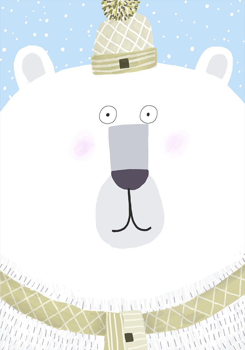 Polar Bear with Winter Hat and Scarf by Carla Daly Poster