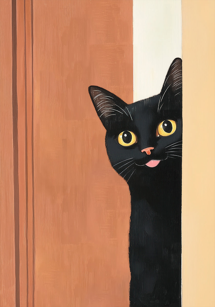 Black Cat Peeking Poster