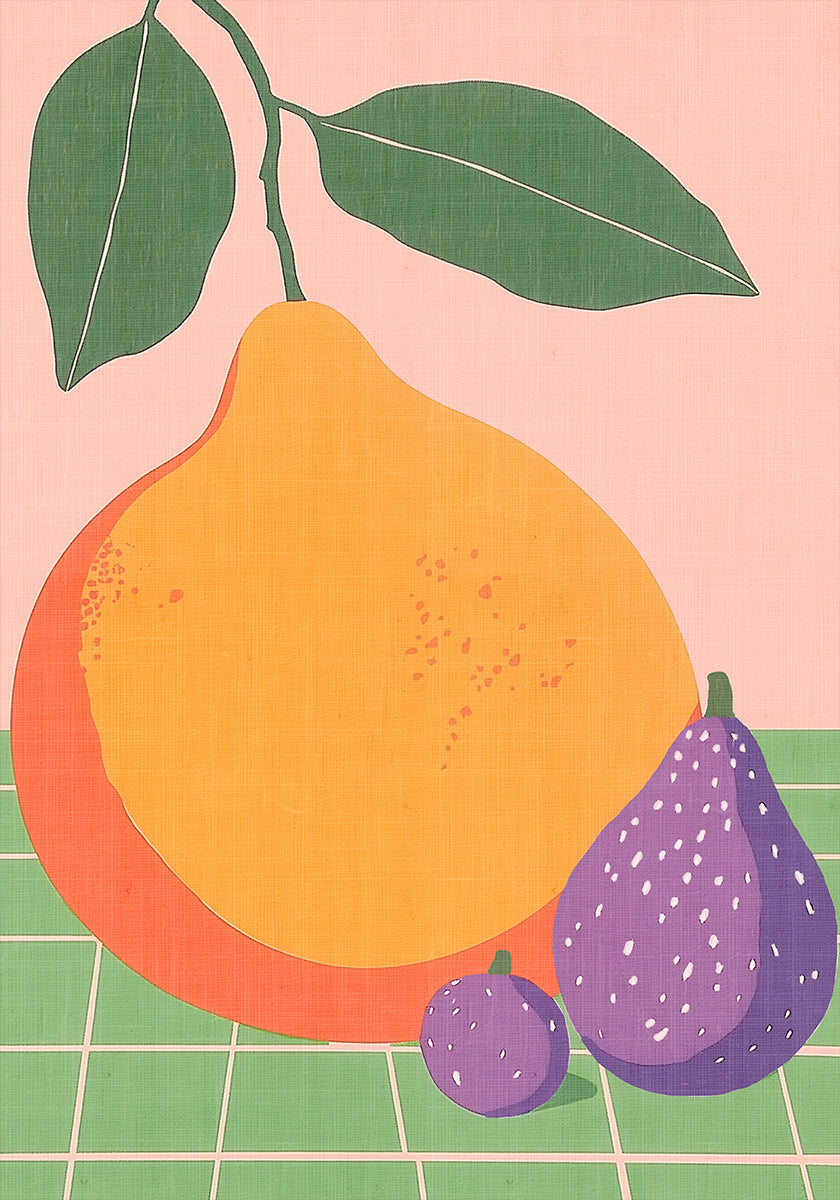 Fruit Illustration Pear and Figs Poster
