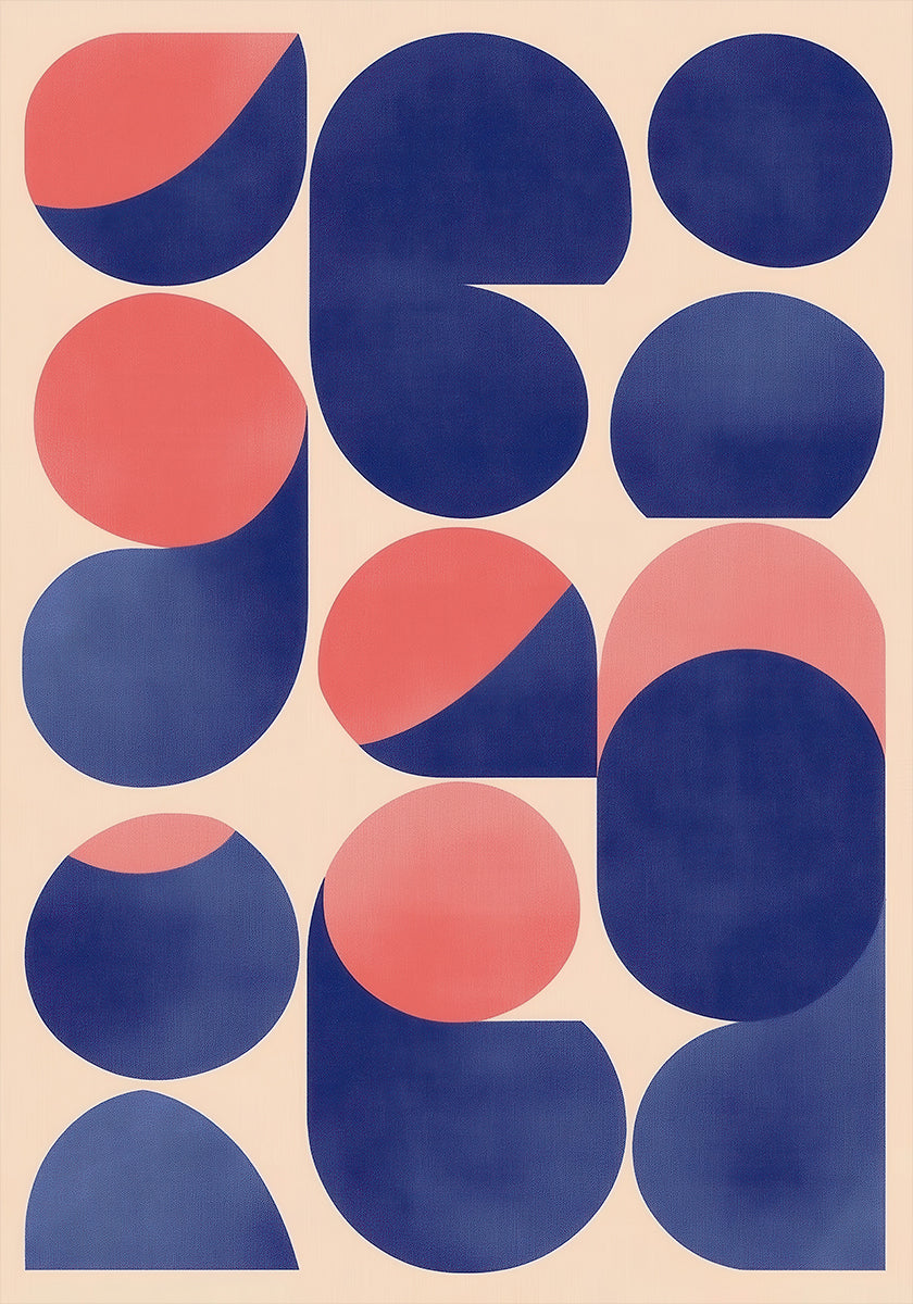 Geometric Abstract Art with Blue and Red Shapes Poster