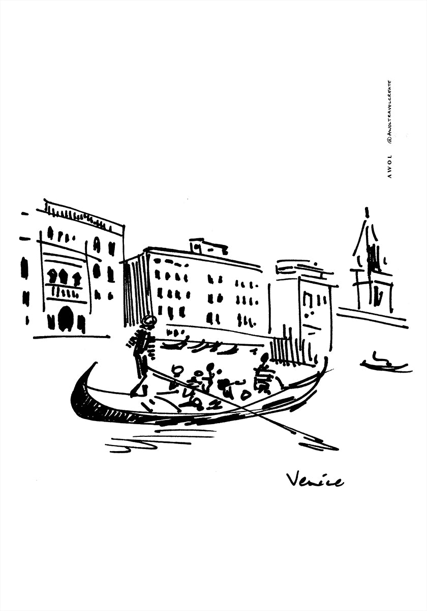 Venice, Italy Art Print With Gondolier On The Grand Canal Poster
