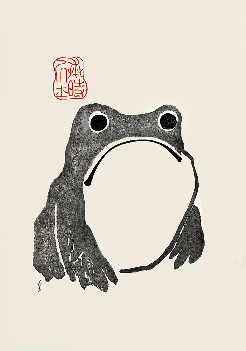 Grumpy Frog I Black Poster