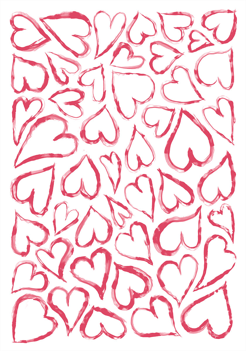 Red Heart Shapes Poster