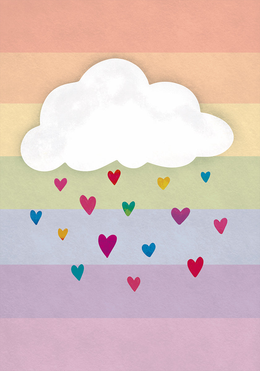 Raining Multicolored Hearts Poster