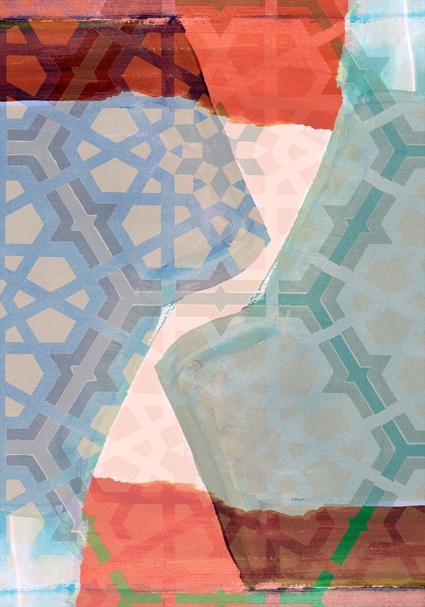 Overlapping Geometric Patterns in Soft Hues Poster