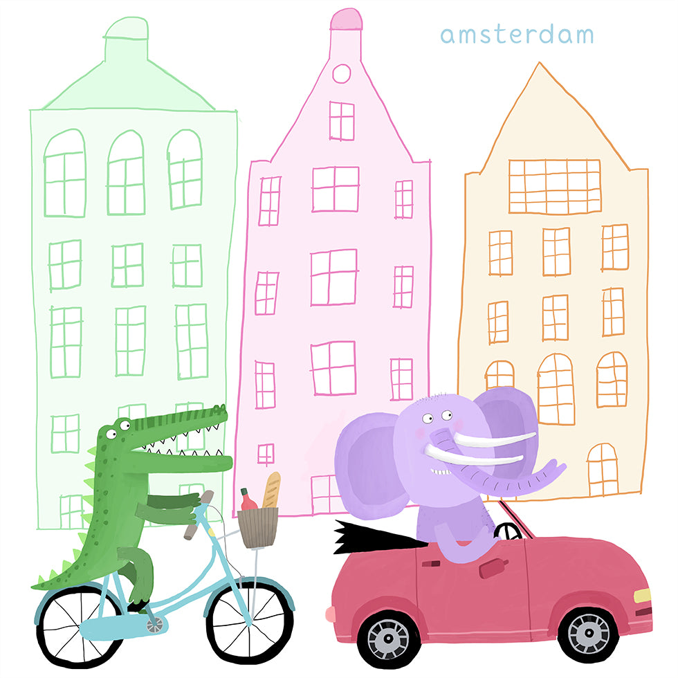 A Crocodile on a Bicycle and an Elephant in a Car Poster
