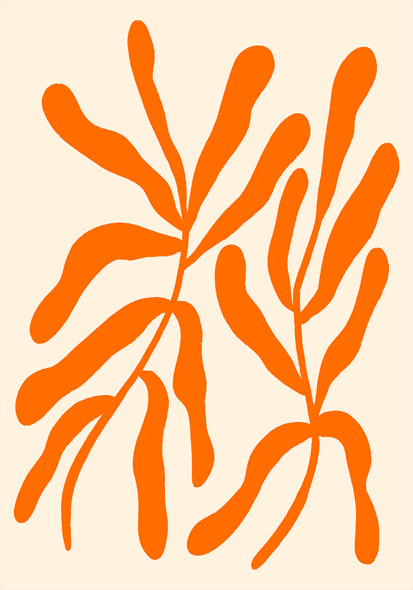 Orange Stylized Branches Poster
