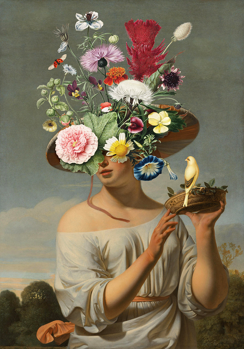 Woman In a Large Floral Hat Poster