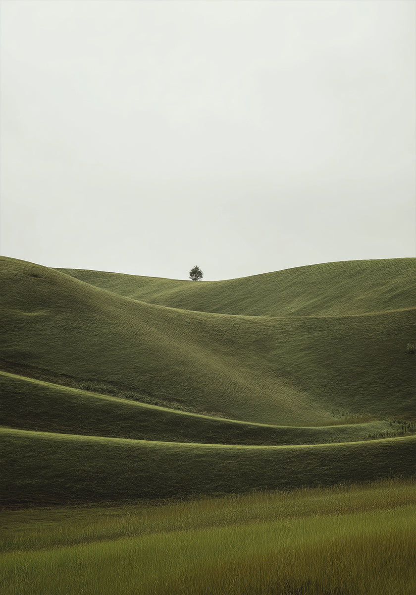 Foggy Green Hill Poster