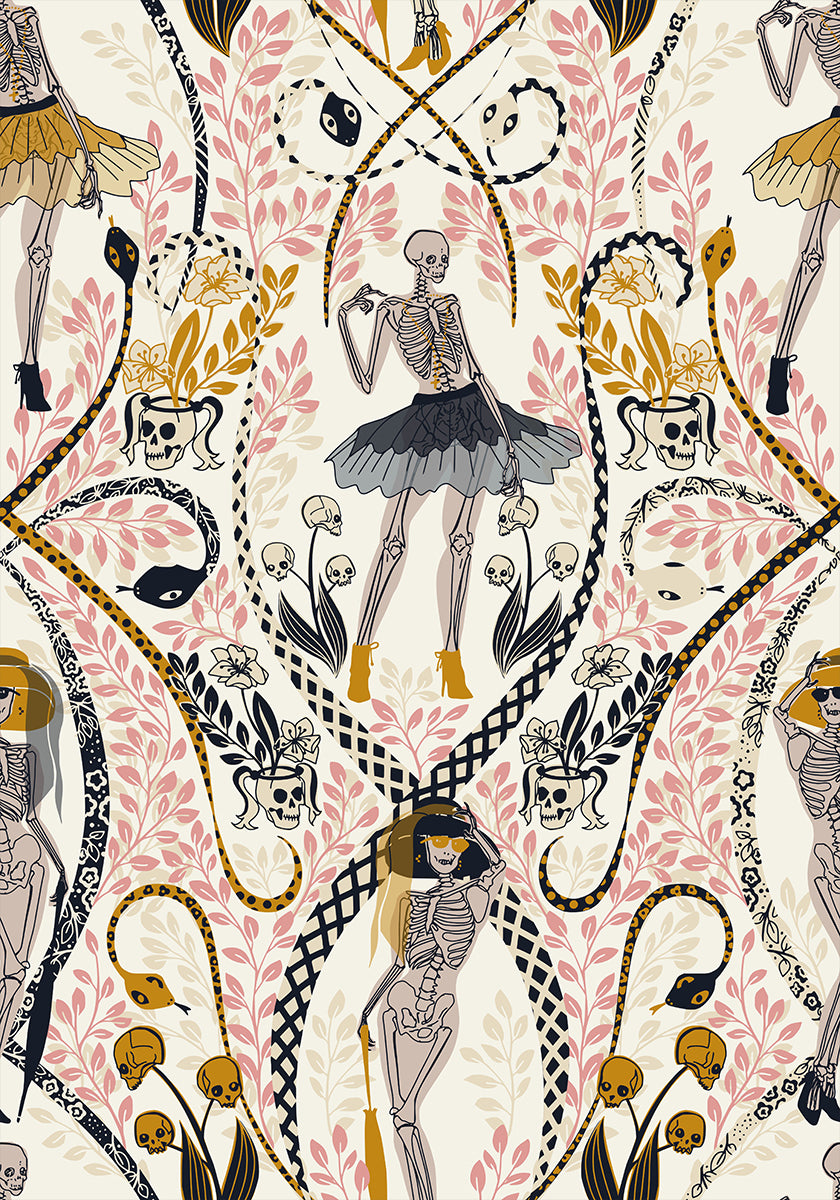 Gothic fashionista antique white pattern Poster