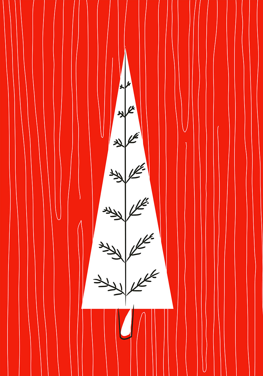 Red Christmas Tree Poster