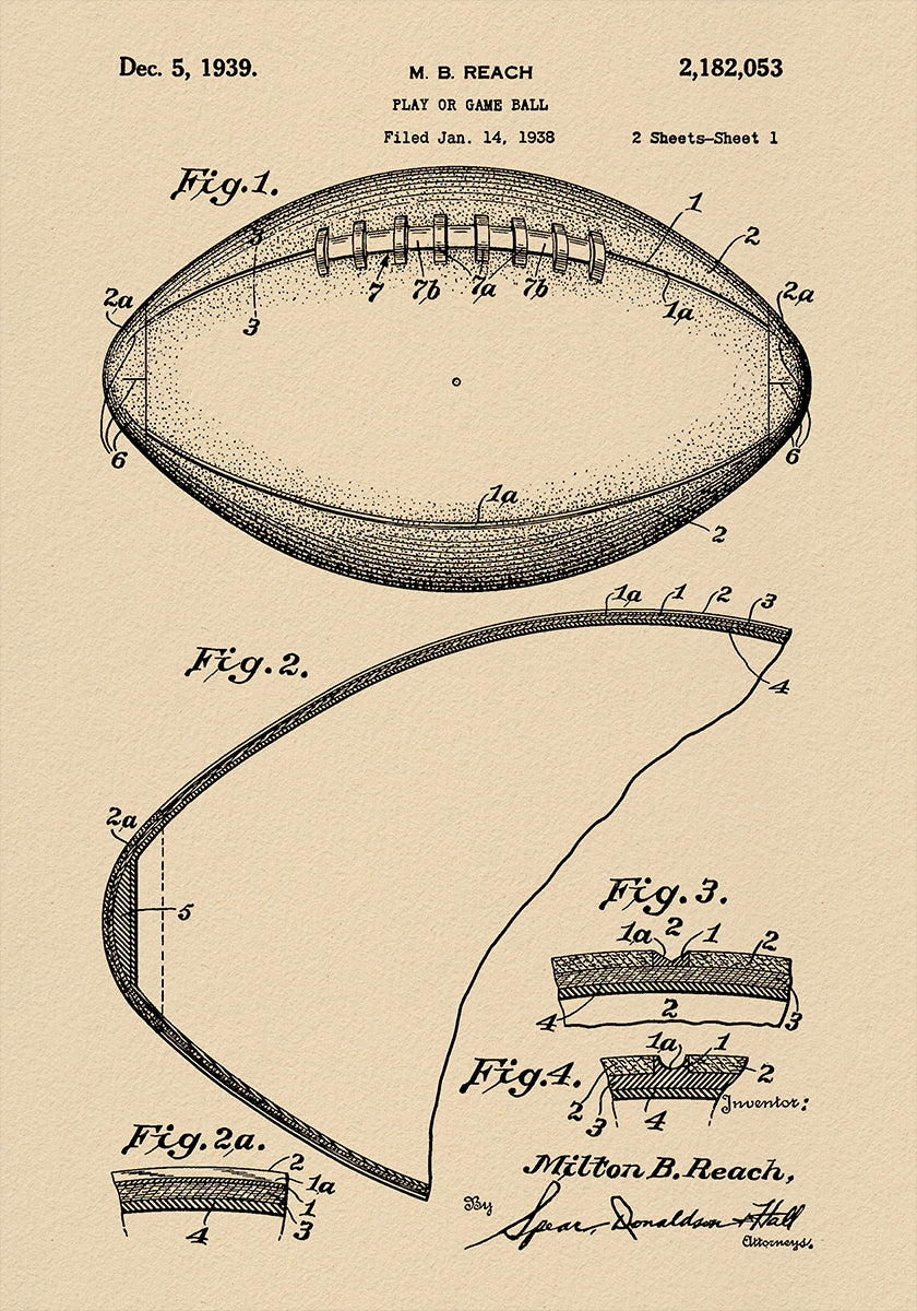 Football Patent 1938 Poster