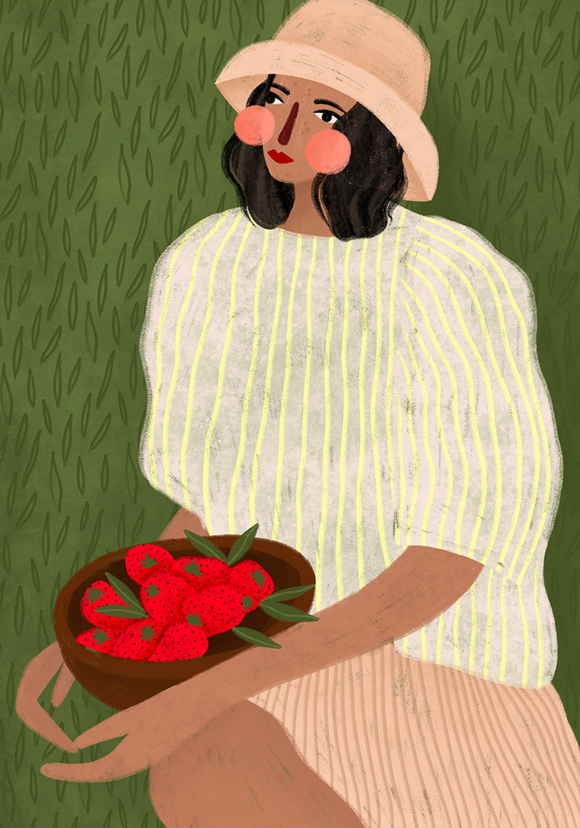 Woman with Strawberries Poster