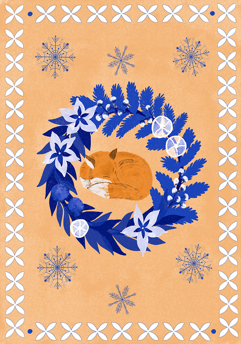 Folk Winter Fox Poster
