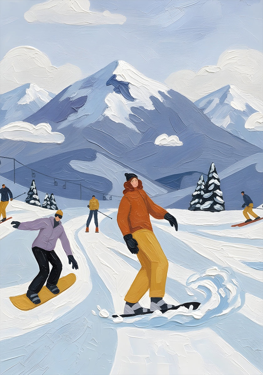 Skiing with friends Poster
