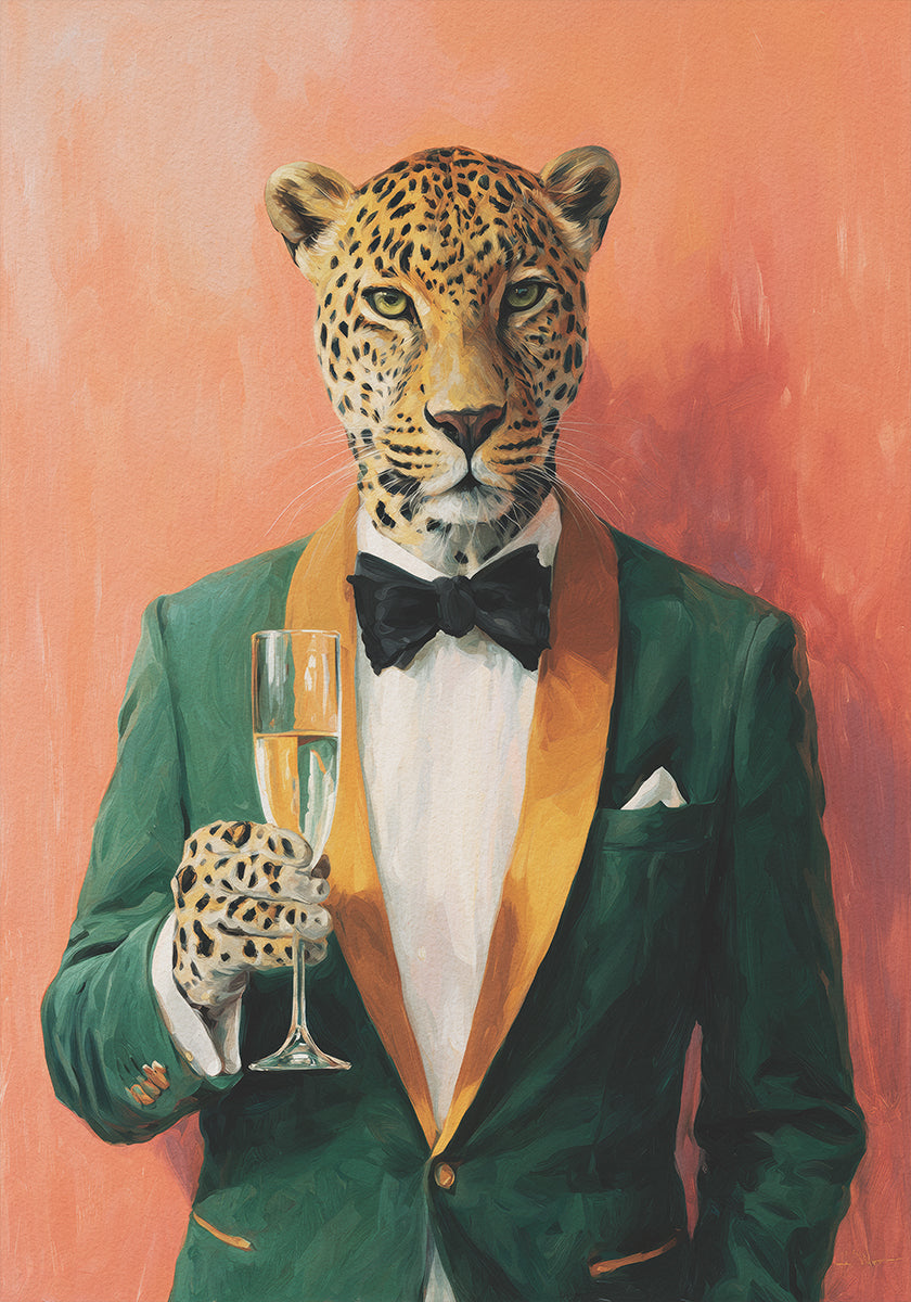 Leopard In Green Tuxedo Poster