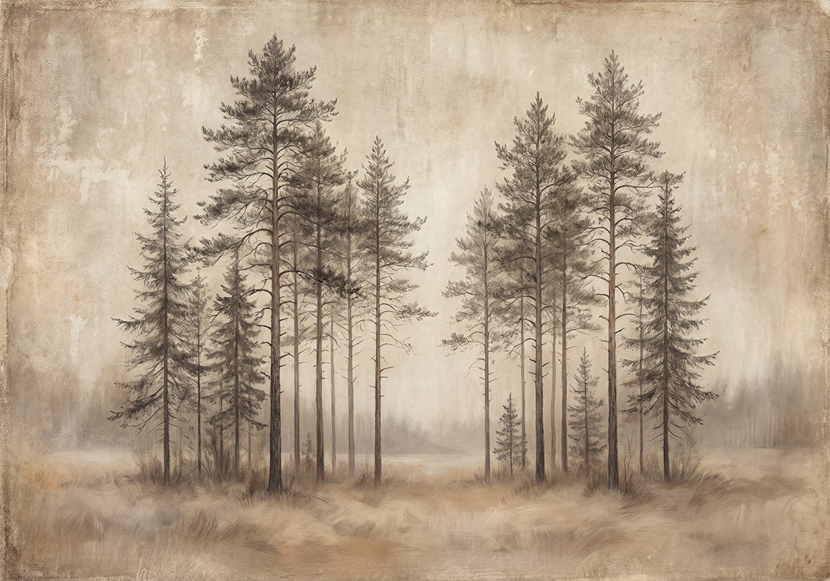 Nordic Vintage Trees Poster
