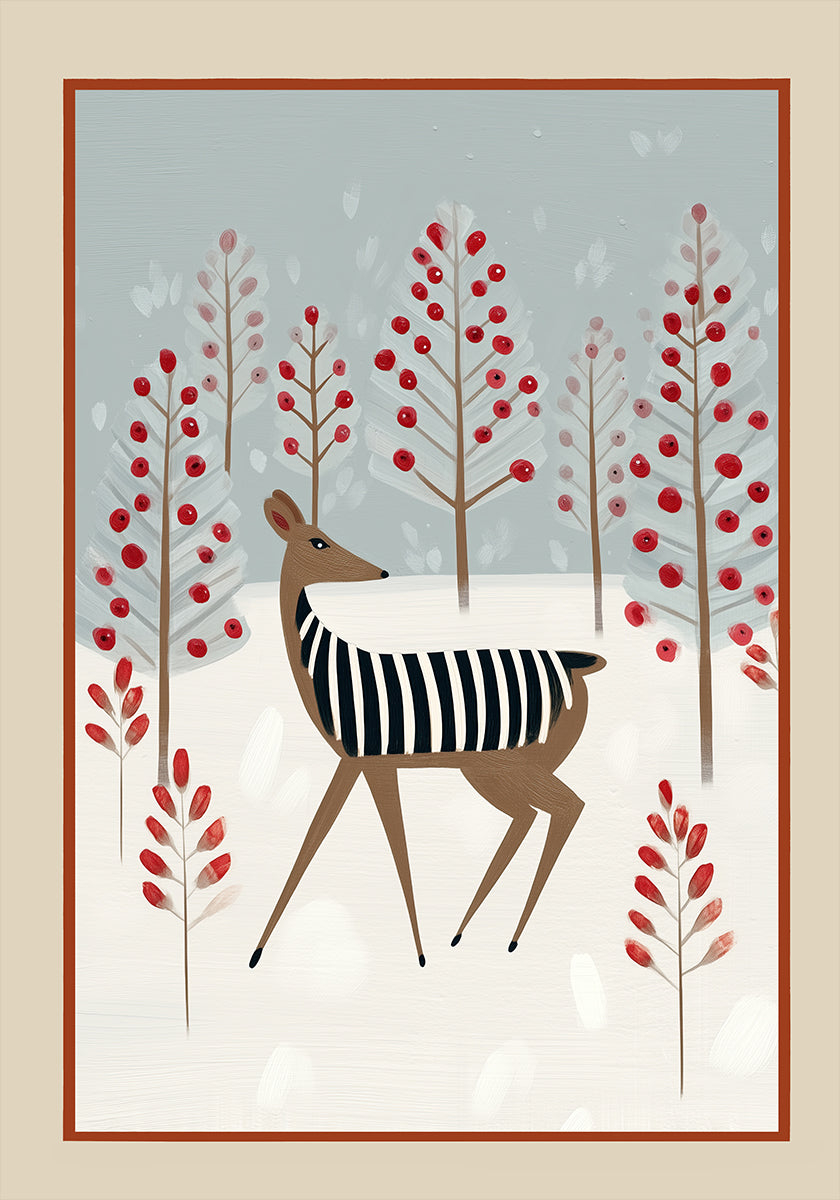 Deer In the Snowy Forest Poster