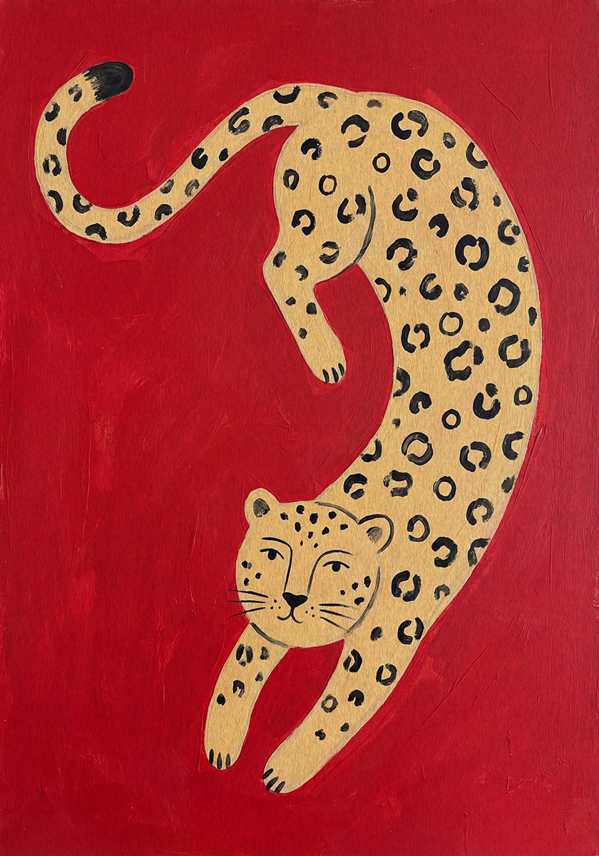 Leopard Folk Art Poster