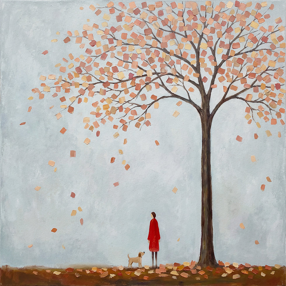 Dog Walking In Autumn Poster