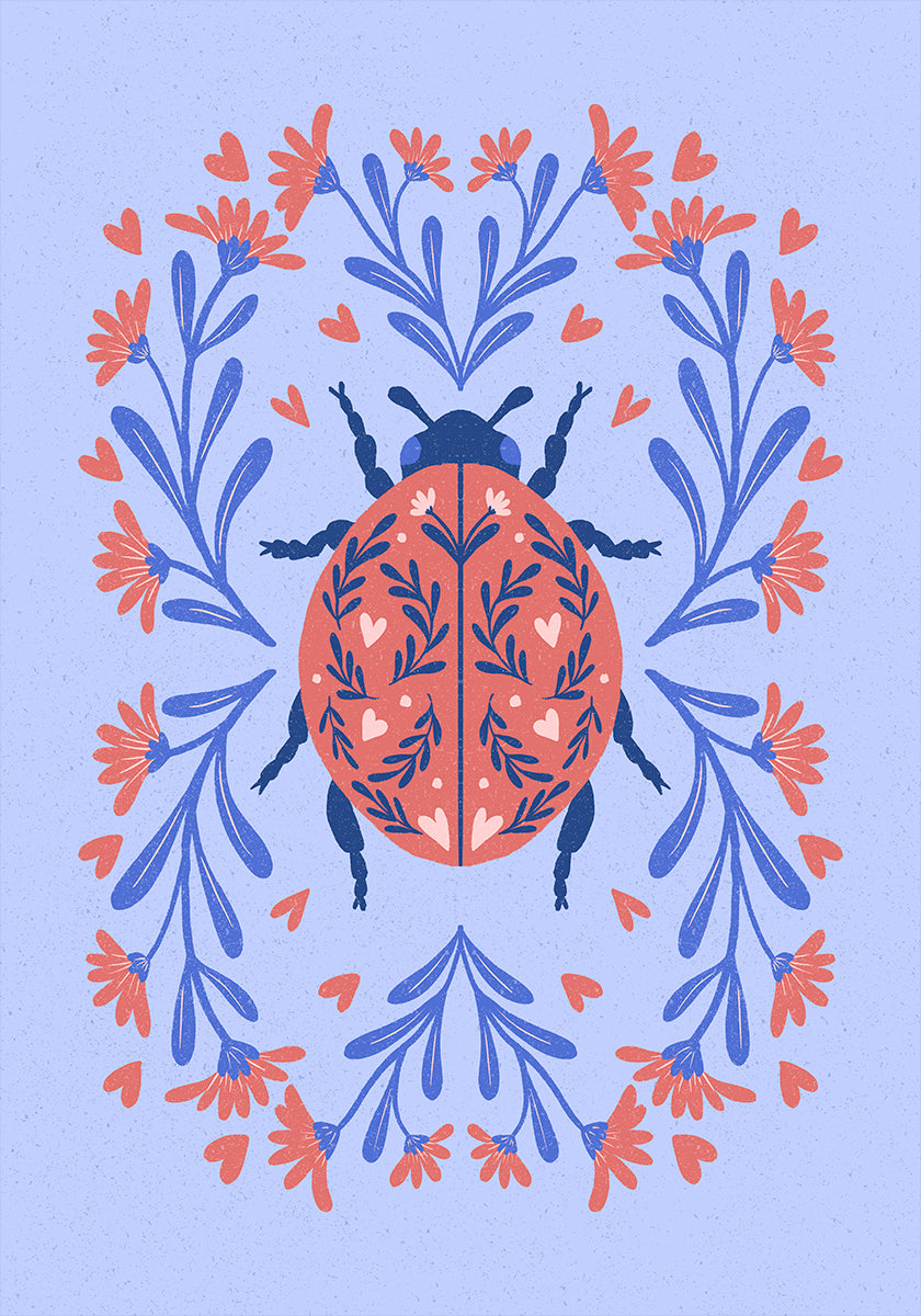 Folk Art Ladybug Poster