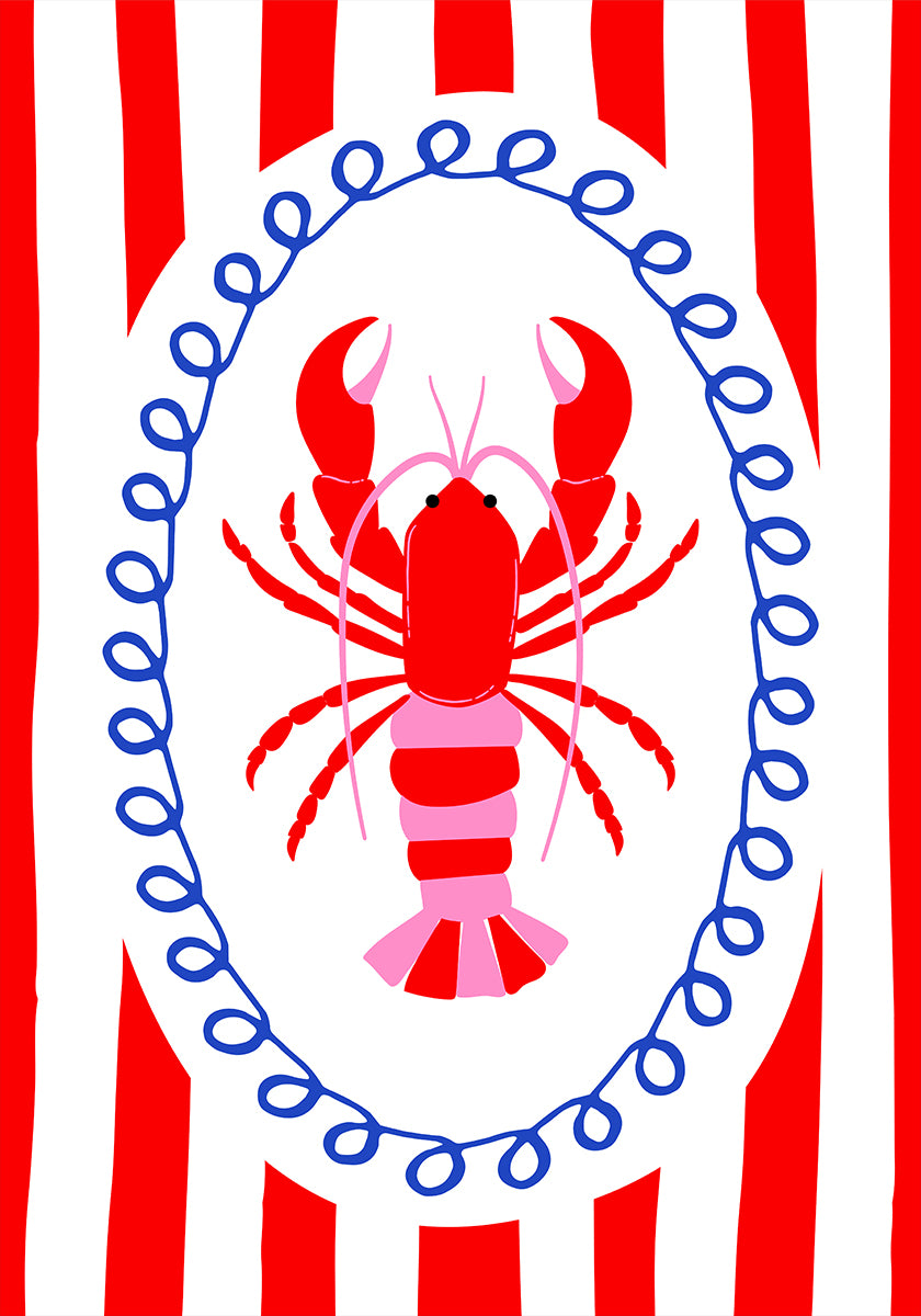 Bold Lobster Striped Wall Art Poster