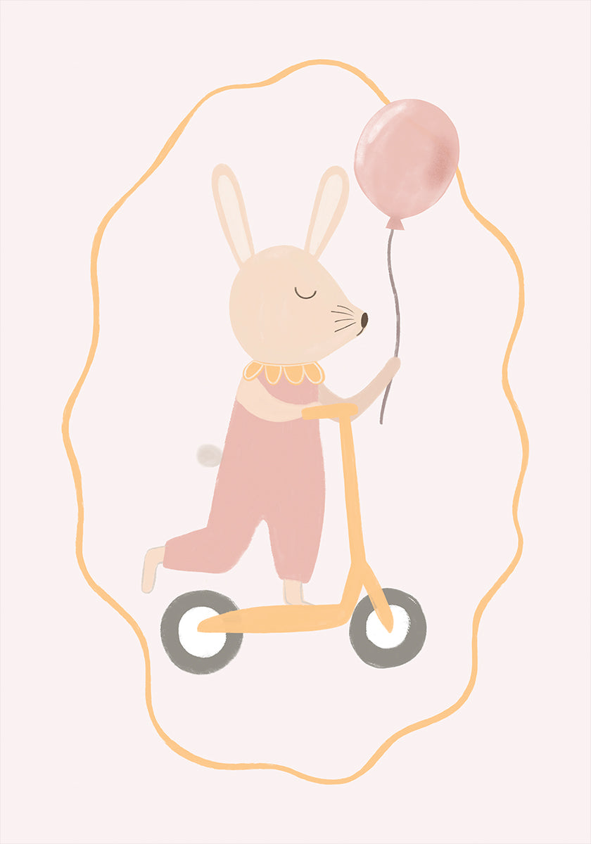 Bunny On a Scooter Poster