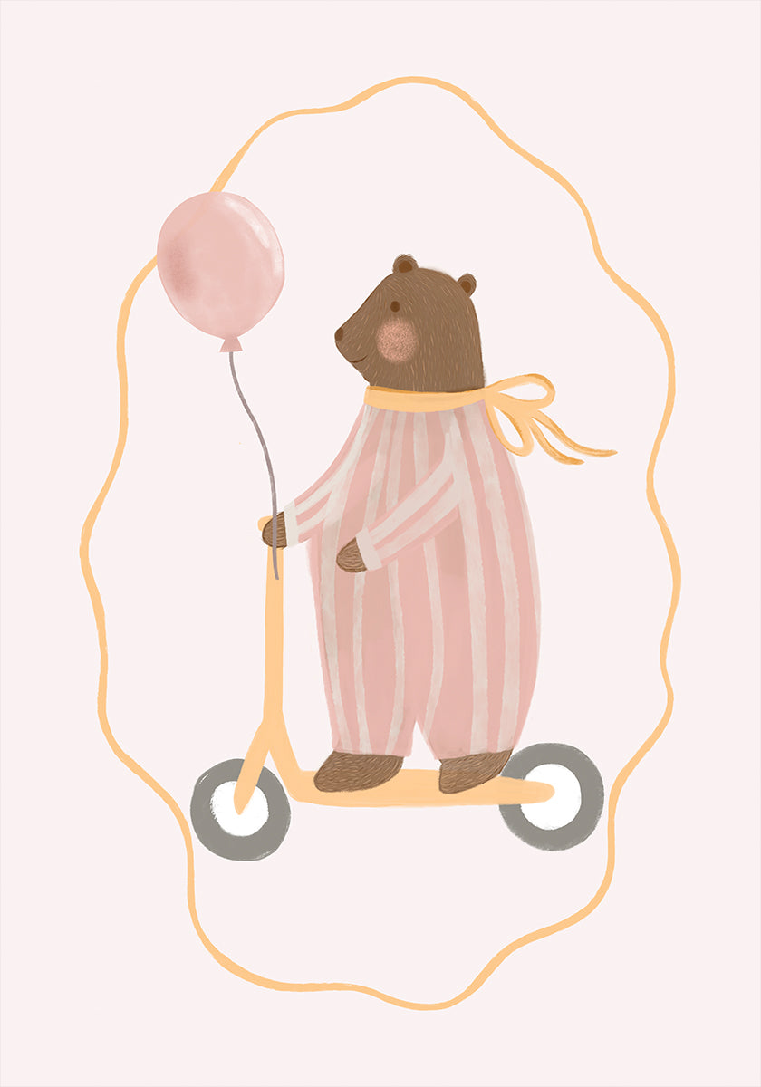 Bear On a Scooter Poster
