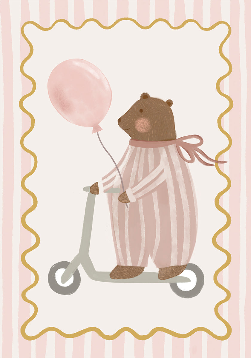 Bear with Pink Balloon Poster