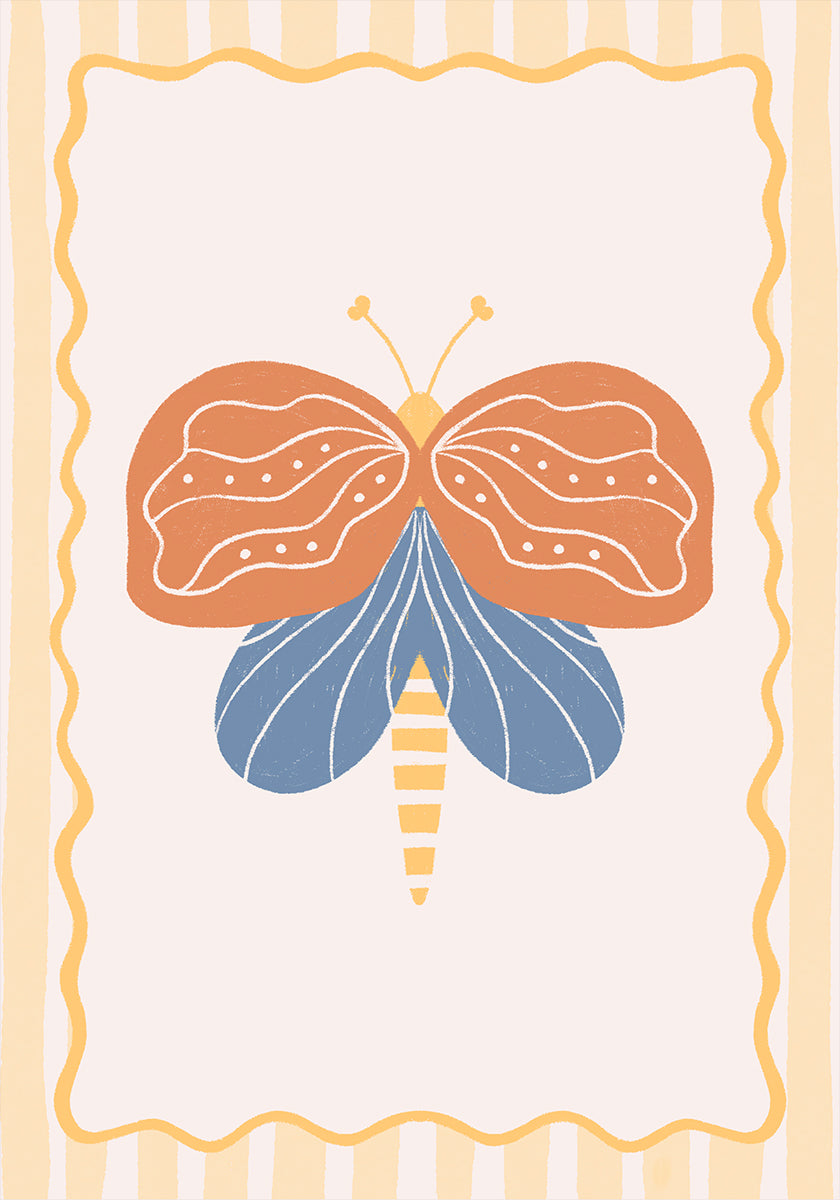 Blue Burnt Orange Moth Poster