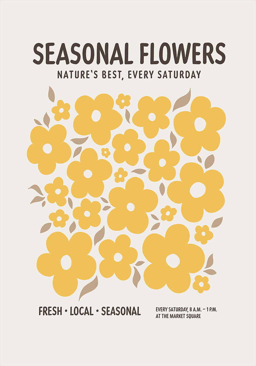 Farmers Market Flowers Yellow Poster