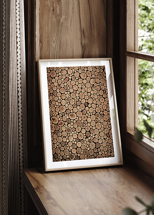 Rustic Wood Log Pattern Poster