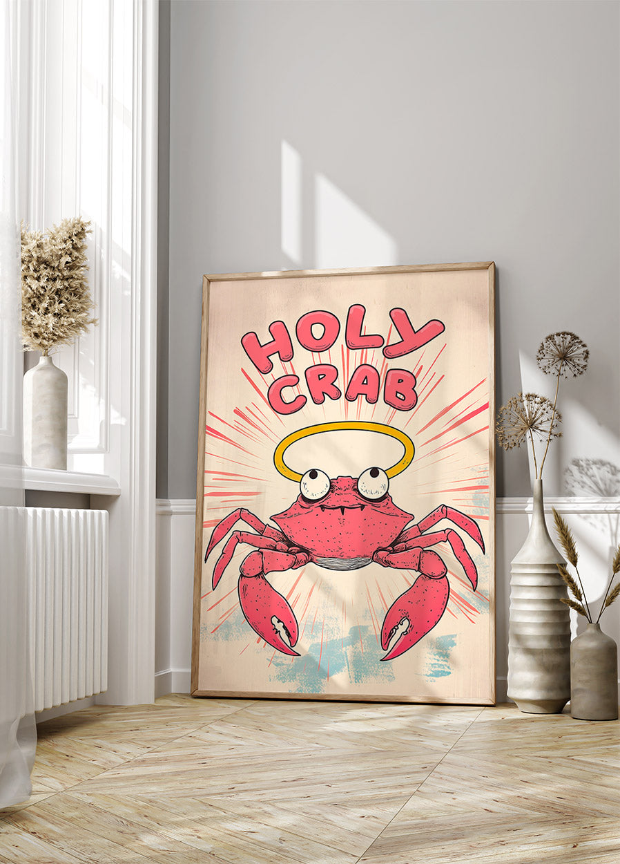 Holy Crab, Halo Crab Cartoon Poster