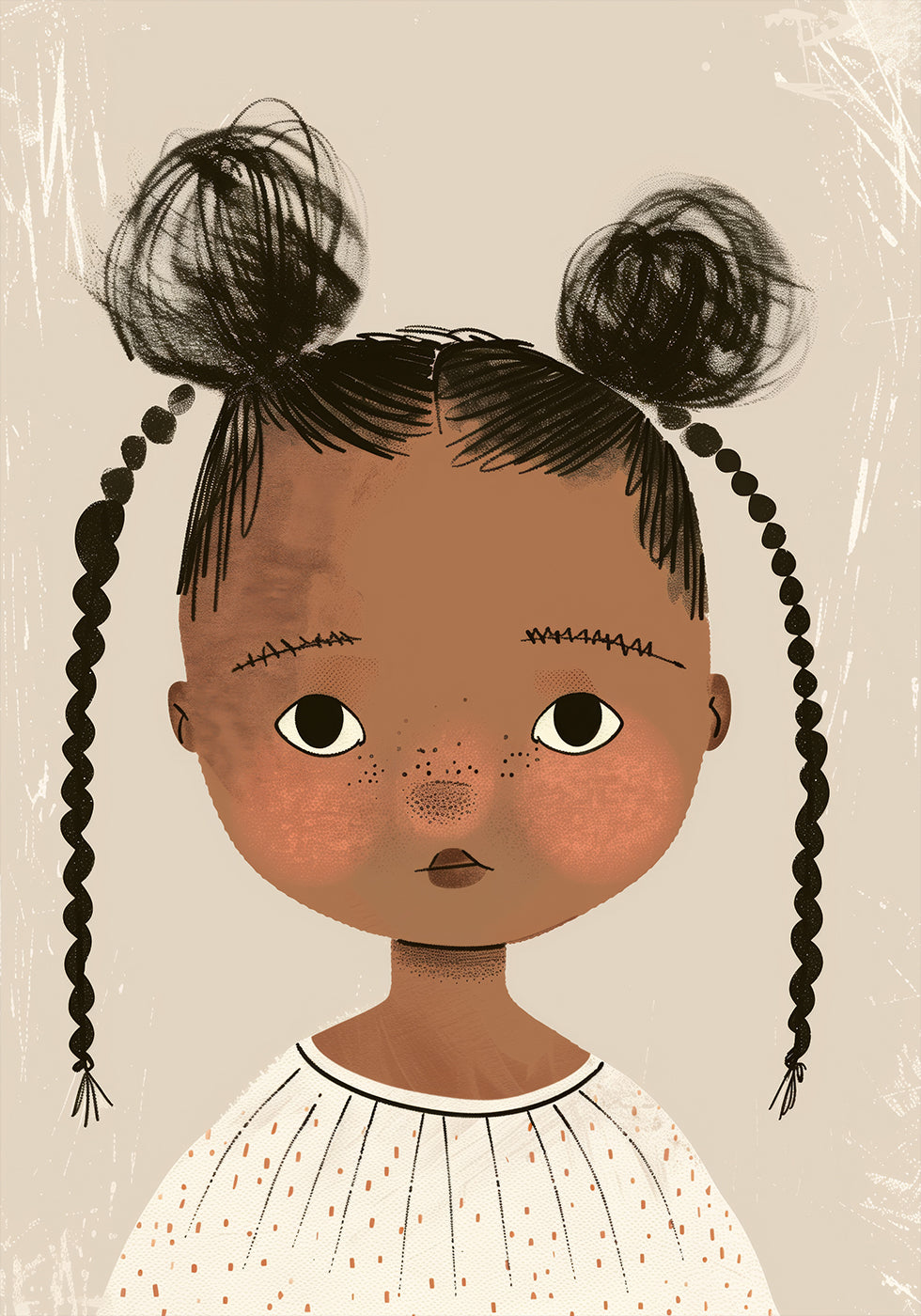 Black girl With Buns And Braids Poster