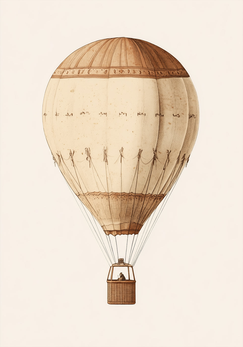 Vintage Air Balloon, Sepia Travel Adventure Poster