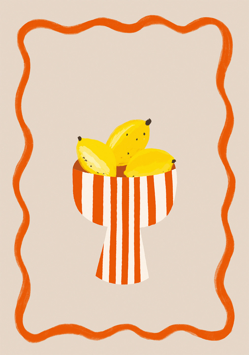 Bananas in Stripes, Modern Minimal Fruit Poster