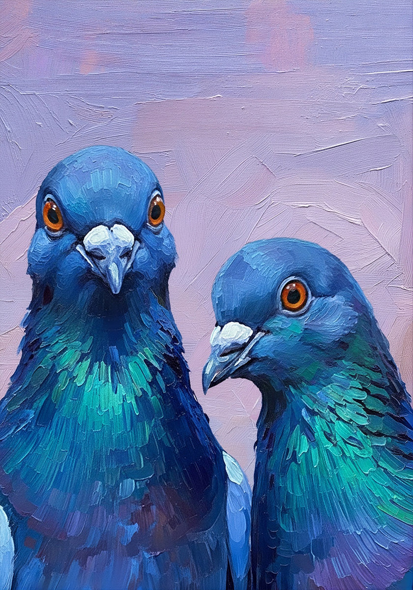 Twin Indigo Pigeons Poster