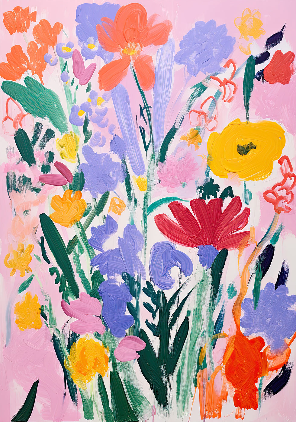 Bold  Wildflower Bouquet Expressive Floral Poster