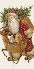 a painting of a santa claus with a deer