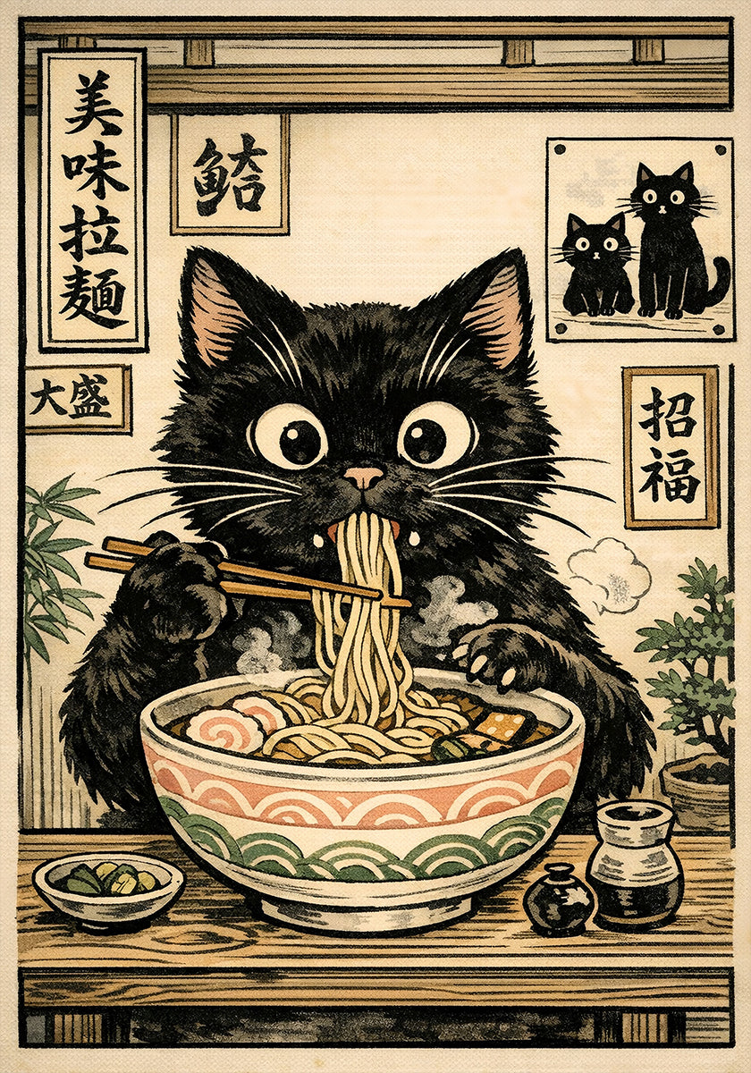 Ramen Cat Delight Poster
