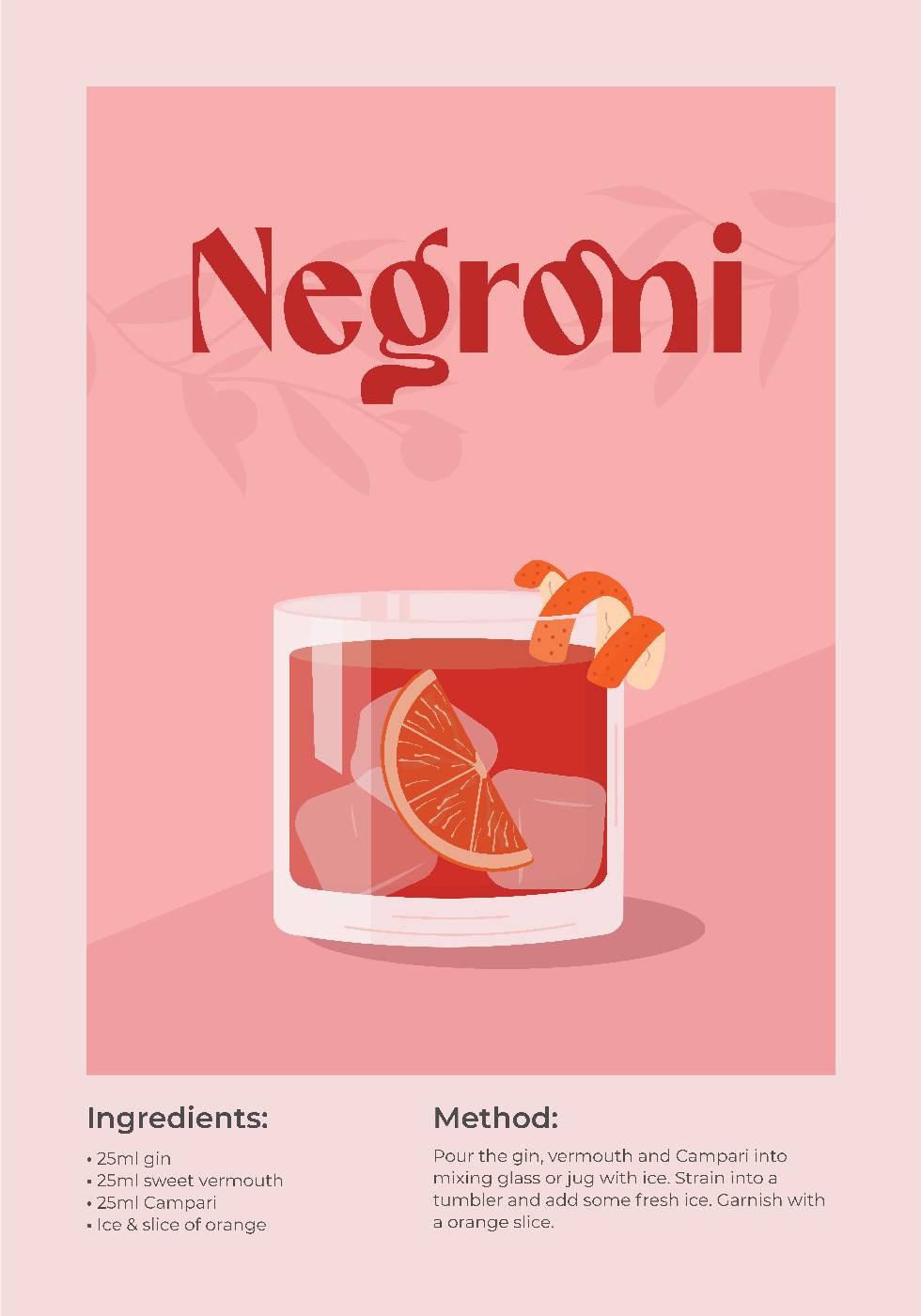 Negroni Cocktail Plakat - Posterbox.no