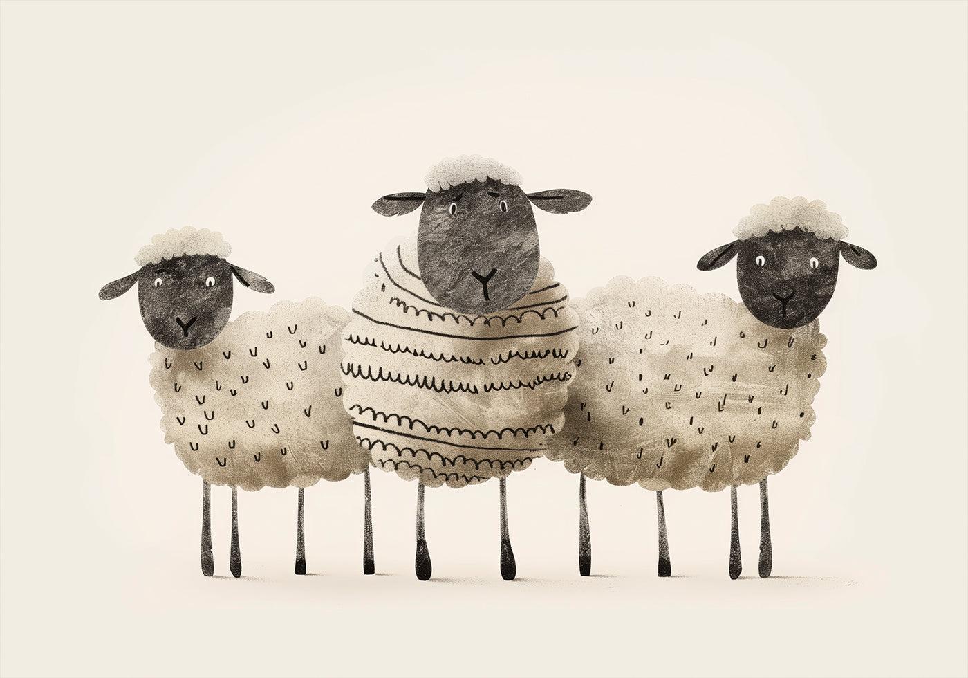 Cute Black-Faced Sheep Trio Poster