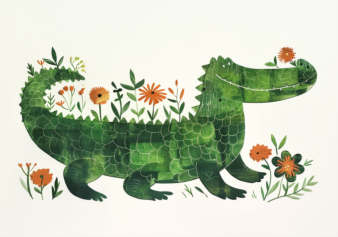 Floral crocodile Poster