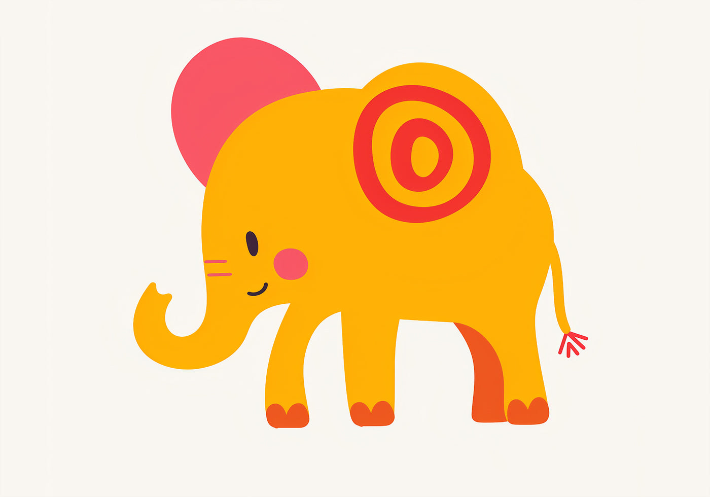 Yellow Elephant  Pink Ears Cheerful Poster