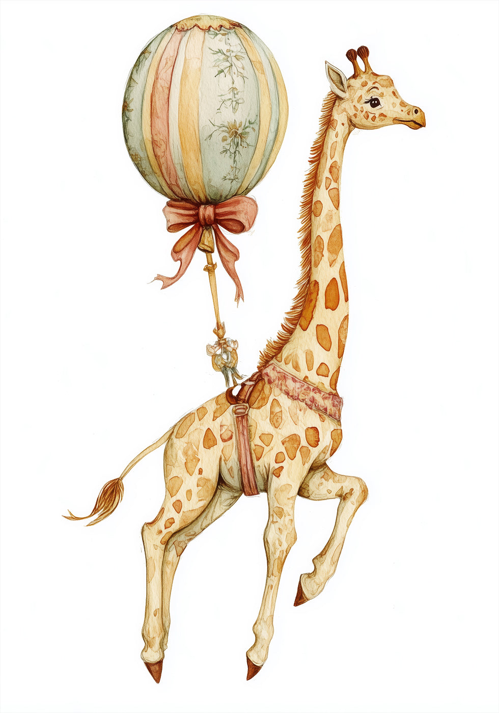 Giraffe and Balloon Poster