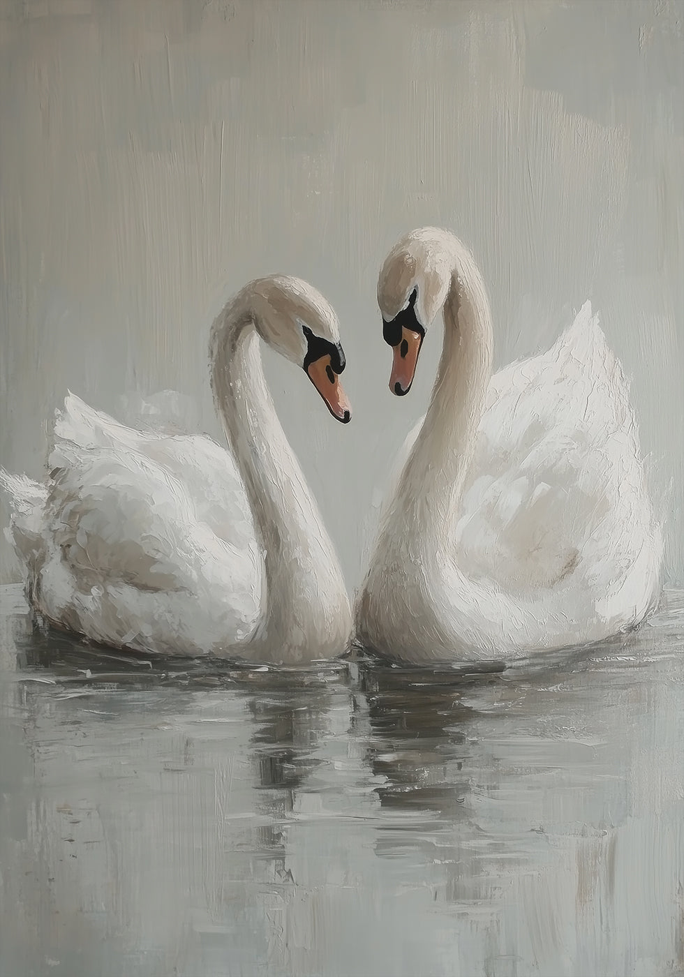 Swan Pair on Water, Romantic Swans Poster