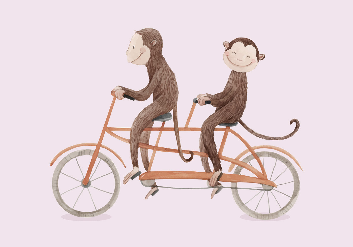 Monkey Bicycle Nursery Plakat - Posterbox.no