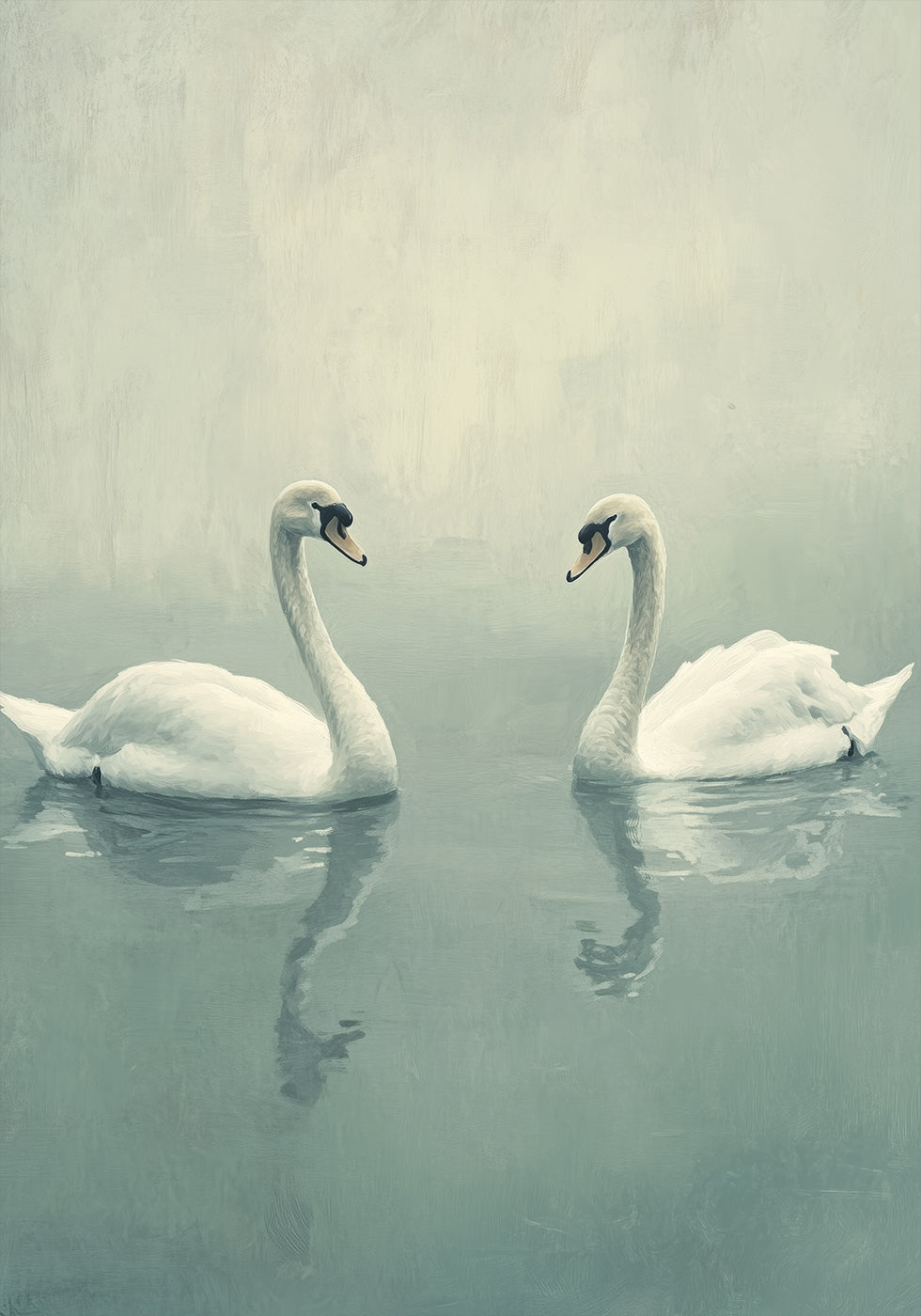 Swan Couple On Calm Lake Poster
