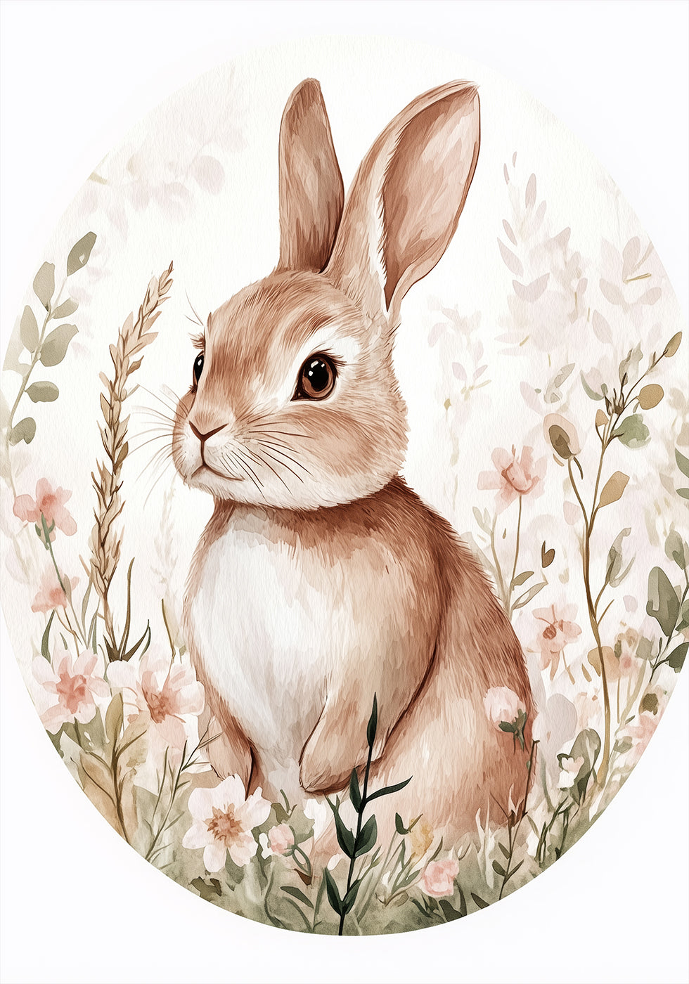 Baby Bunny In Floral Meadow Poster