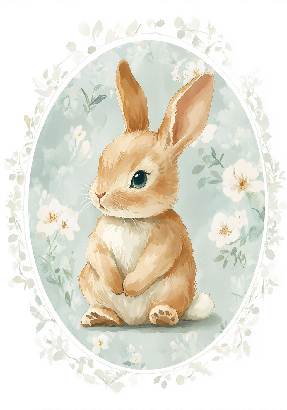 Sitting Baby Bunny With Blue Eyes Poster